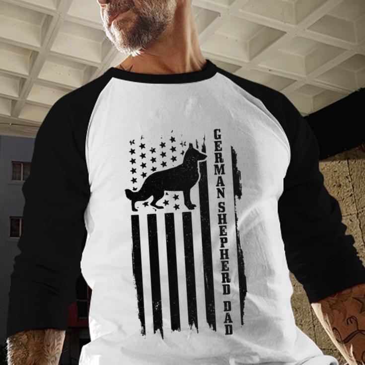 German Shepherd Dad Vintage Flag Patriotic Dog Men Baseball Raglan Shirt