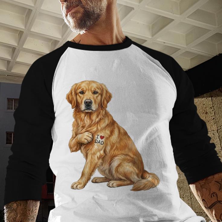 Golden Retriever I Love Dad Dog Dad Father's Day Men Baseball Raglan Shirt