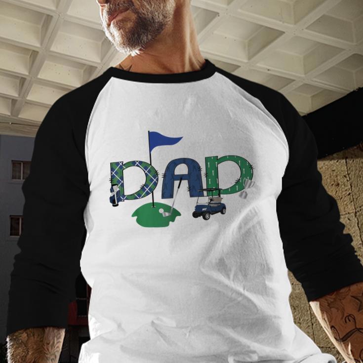 Golf Dad Hole In One Golf First Birthday Boy Party Men Baseball Raglan Shirt