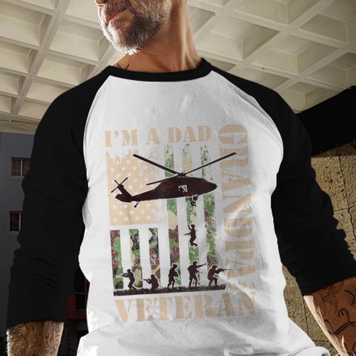 Grandpa Veteran Fathers Day Dad Veteran Camo American Flag Men Baseball Raglan Shirt