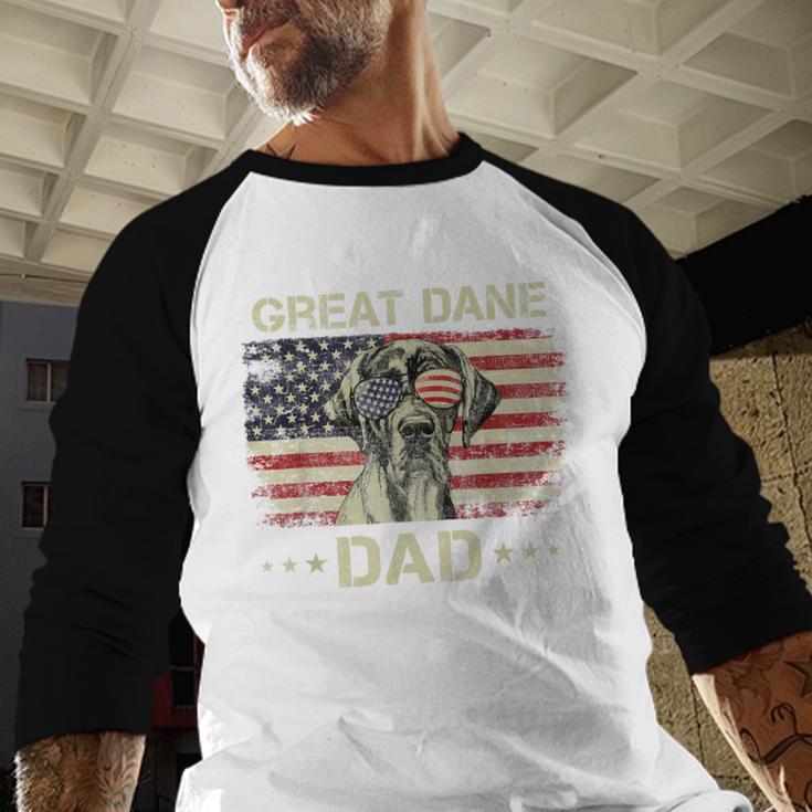 Great Dane Dad Dog Lovers American Flag 4th Of July Men Baseball Raglan Shirt Great Dane Dad Dog Lovers American Flag 4th Of July Men Baseball Raglan Shirt