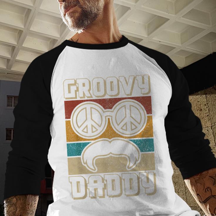 Groovy Daddy 60s Outfit 70s Themed Party Costume Dad Hippie Men Baseball Raglan Shirt