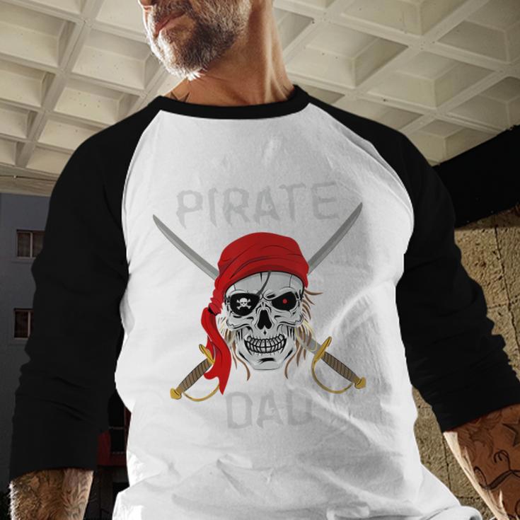 Halloween Pirate Skull Apparel Pirate Dad V-Neck Short Sleeve Cotton 100 T-Shirt Small Men Baseball Raglan Shirt