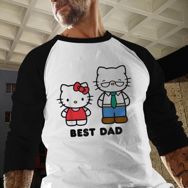 Hello Kitty Best Dad Fathers Day Small Men Baseball Raglan Shirt