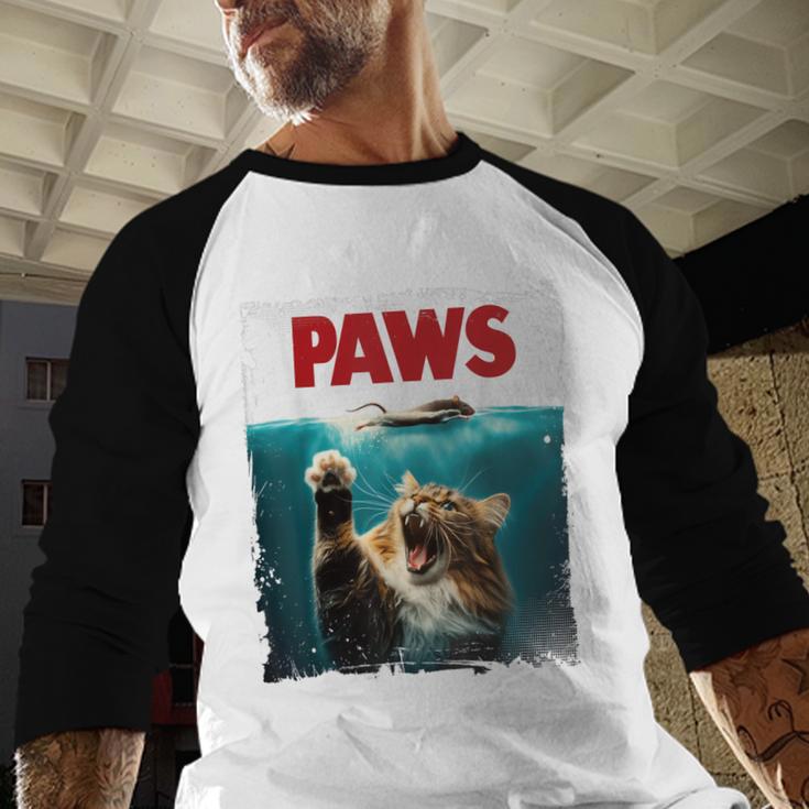Humorous Paws Parody Cat Mouse For Cat Lover Cat Mom Cat Dad Men Baseball Raglan Shirt