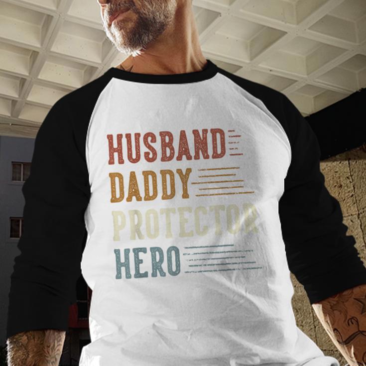 Husband Daddy Protector Hero For Dad Father's Day Men Baseball Raglan Shirt