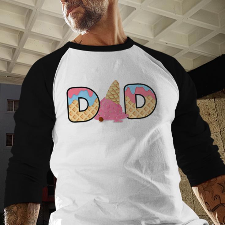 Ice Cream Dad 1st Birthday Matching Family Men Baseball Raglan Shirt Ice Cream Dad 1st Birthday Matching Family Men Baseball Raglan Shirt