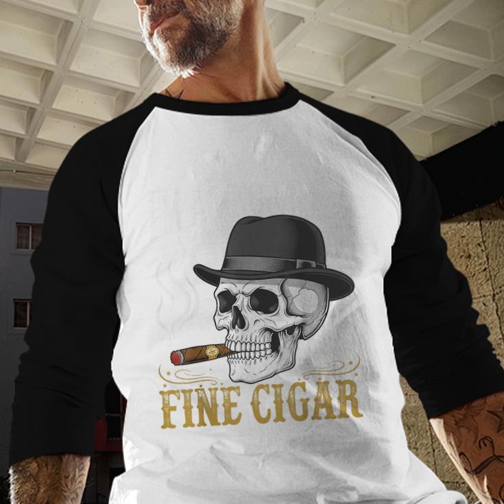 I'm Aging Like a Fine Cigar Skull Dad Retro Adult Men Baseball Raglan Shirt