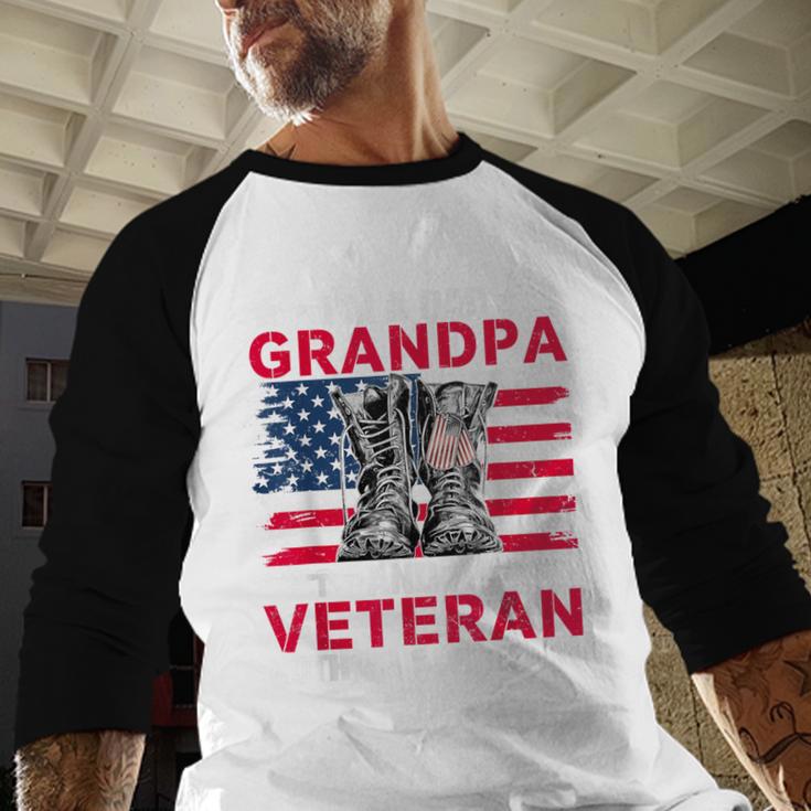 I'm A Dad Grandpa And Veteran Papa Grandpa Fathers Day Men Men Baseball Raglan Shirt