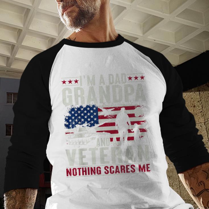 I'm A Dad Grandpa And Veteran Retro Papa Grandpa Men Baseball Raglan Shirt