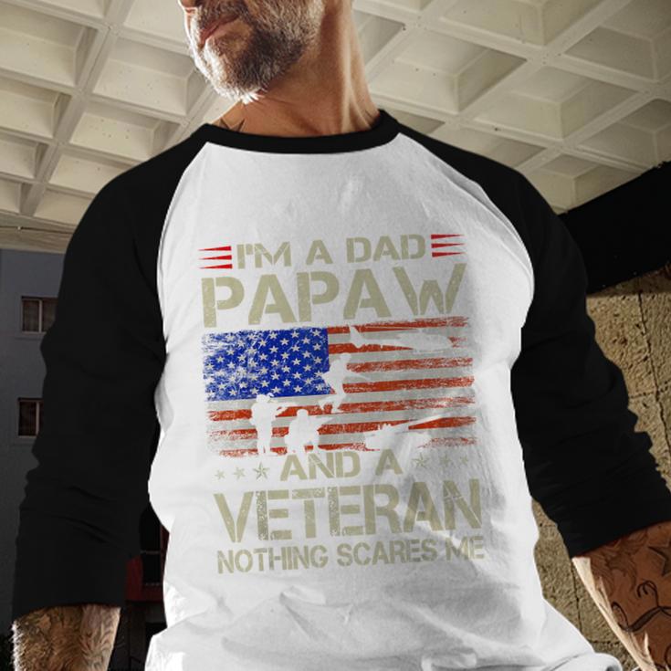 I'm A Dad Papaw And Veteran Retro Dad Papa Grandpa Men Baseball Raglan Shirt