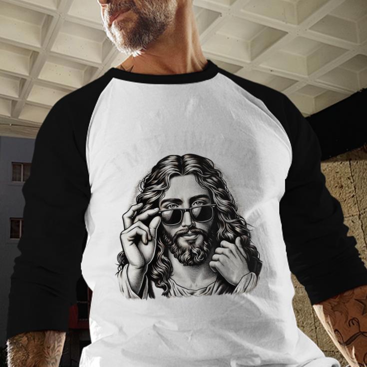I'm Telling Dad Saying Religious Christian Jesus Meme Men Baseball Raglan Shirt