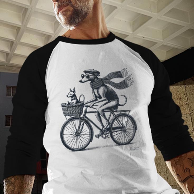 Italian Greyhound Whippet Bicycle Cycling Dog Mom Iggy Dad Men Baseball Raglan Shirt