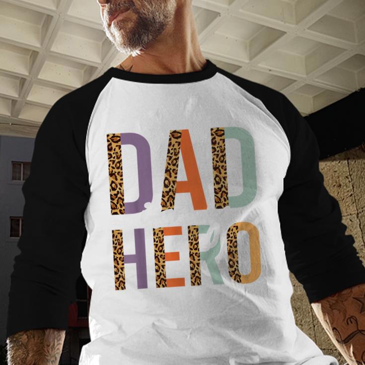 Kids Fathers Day Shirt For Son Daughter My Dad Is My Hero Men Baseball Raglan Shirt