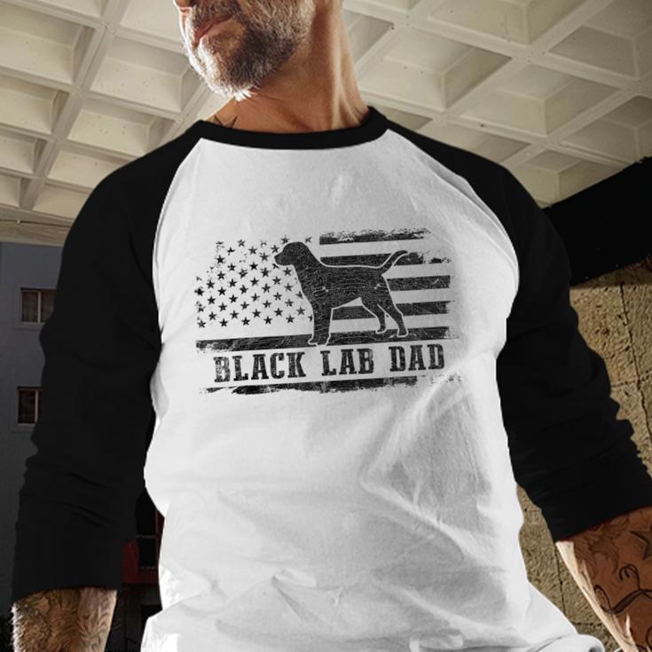 Lab Dad Distressed American Flag Patriotic Dog Men Baseball Raglan Shirt