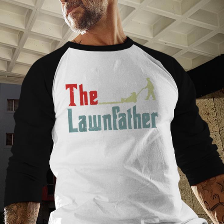 Lawn Mowing Lawnfather Dad Lawn Mower Gardening Men Baseball Raglan Shirt