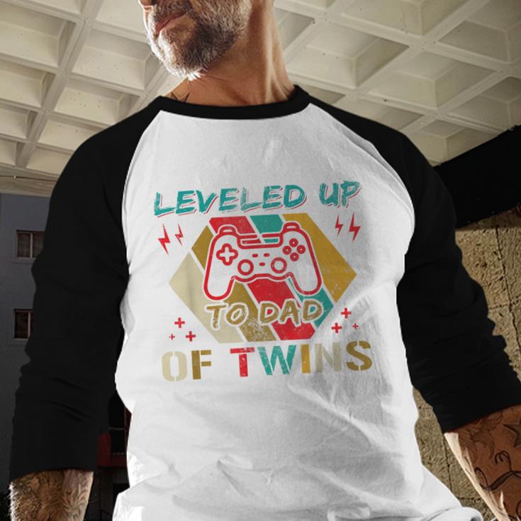 Leveled Up To Dad Of Twins Video Gamer Gaming Men Baseball Raglan Shirt Leveled Up To Dad Of Twins Video Gamer Gaming Men Baseball Raglan Shirt