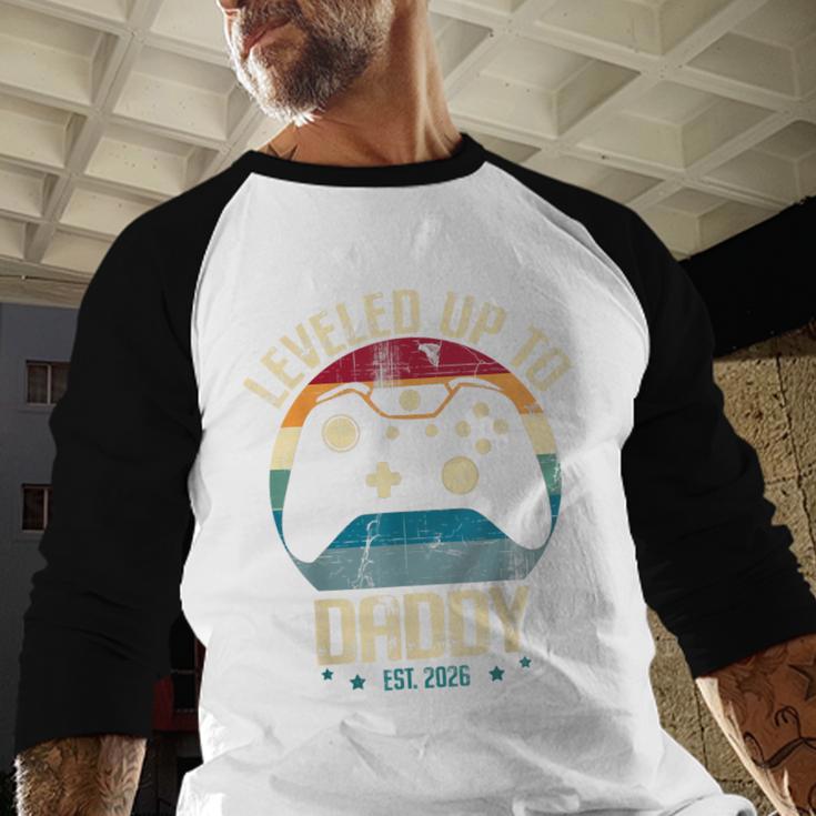 I Leveled Up To Daddy Est 2026 Dad Level Unlocked New Dad Men Baseball Raglan Shirt