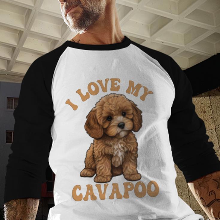 I Love My Cavapoo For Mom Dad Kids Men Baseball Raglan Shirt