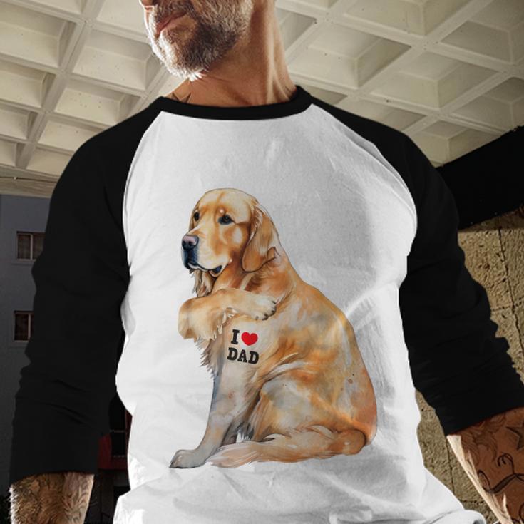 I Love Dad Patriotic Golden Retriever Canine Dog Lover Men Baseball Raglan Shirt I Love Dad Patriotic Golden Retriever Canine Dog Lover Men Baseball Raglan Shirt