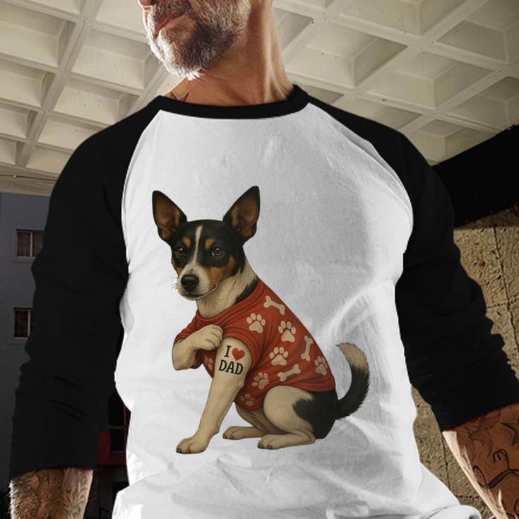I Love Dad Tattoo Rat Terrier Dad Men Baseball Raglan Shirt