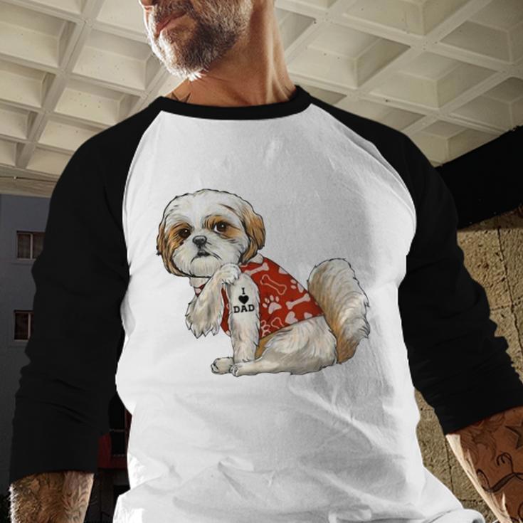 I Love Dad Tattoo Shih Tzu Dad Father's Day Men Baseball Raglan Shirt