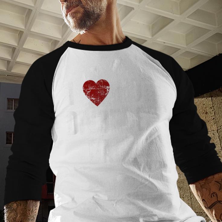 I Love Hot Divorced Dads Red Hearts Men Baseball Raglan Shirt