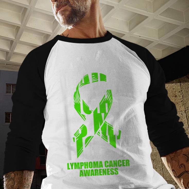 Lymphoma Cancer Awareness Lime Green Ribbon Dad's Fight Men Baseball Raglan Shirt