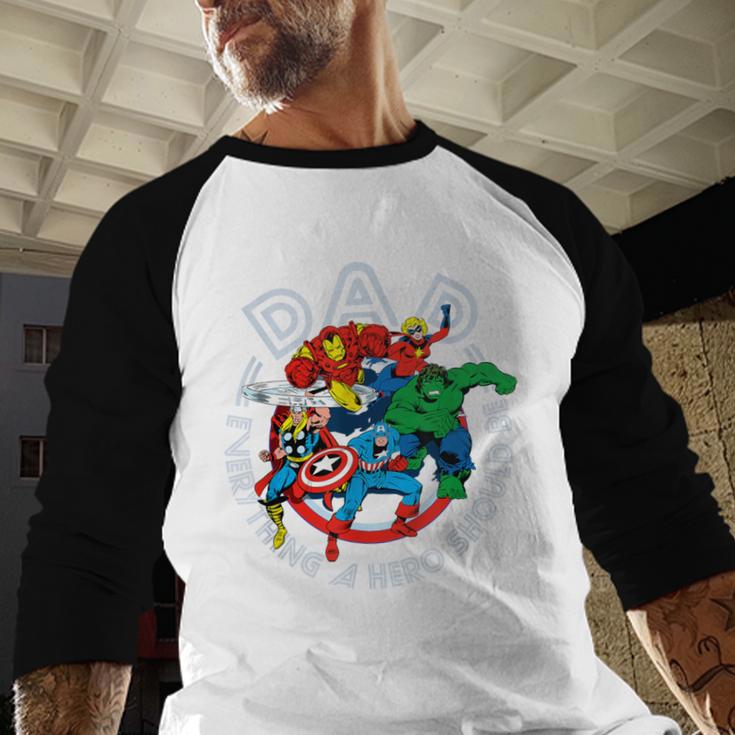 Marvel Comics Retro Classic Father's Day Avengers Hero Dad Men Baseball Raglan Shirt