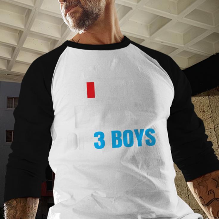 Matching Father's Day Low Battery Dad Of 3 Boys Men Baseball Raglan Shirt