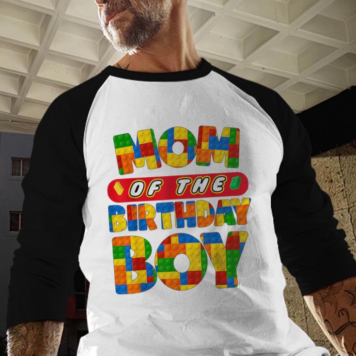 Mom And Dad Birthday Boy Building Bricks Family Party Decor Men Baseball Raglan Shirt