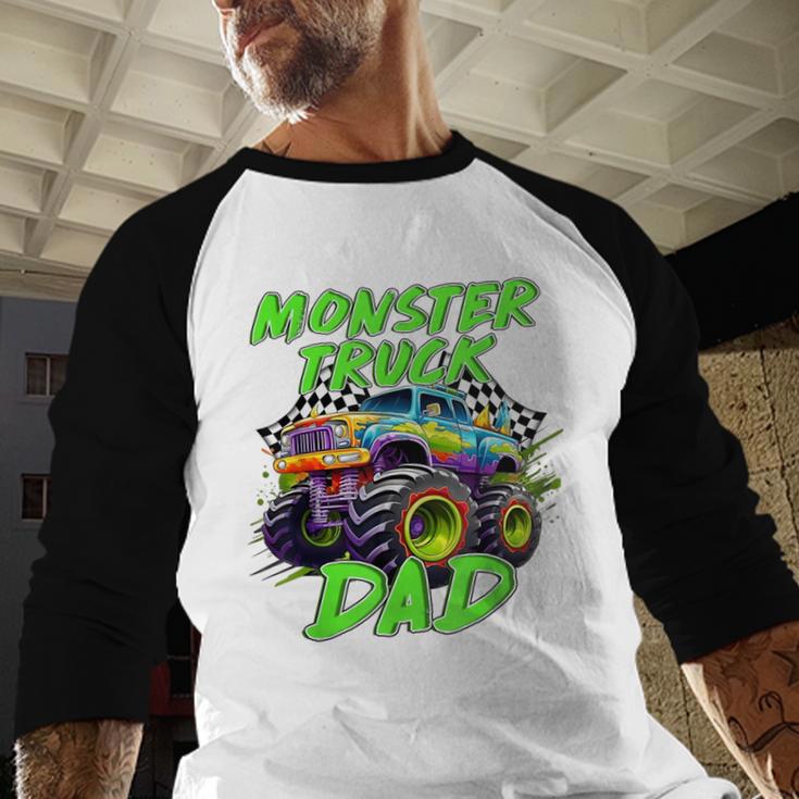 Monster Truck Dad Family Matching Birthday Party Fathers Day Men Baseball Raglan Shirt