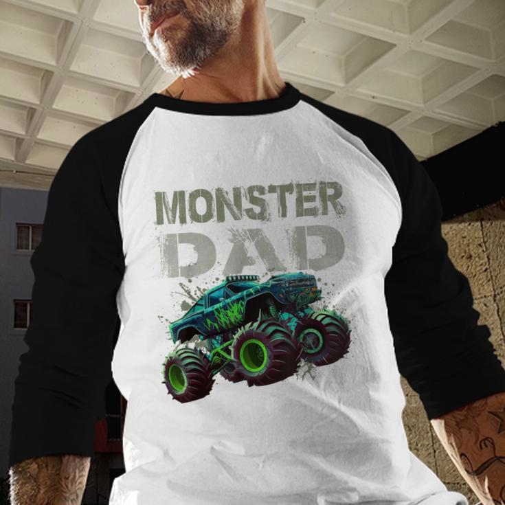 Monster Truck Dad Family Matching Monster Truck Lovers Men Baseball Raglan Shirt