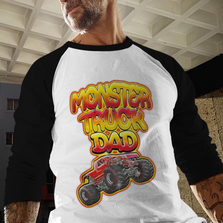 Monster Truck Dad Hot Red Graffiti Style Men Baseball Raglan Shirt