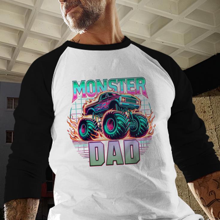Monster Truck Dad Monster Truck Are My Jam Truck Lovers Men Baseball Raglan Shirt