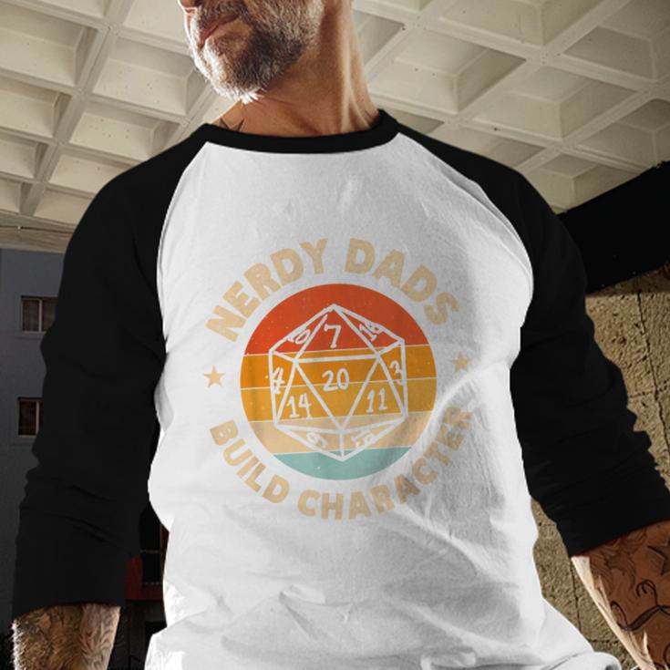 Nerdy Dads Build Character Men Baseball Raglan Shirt