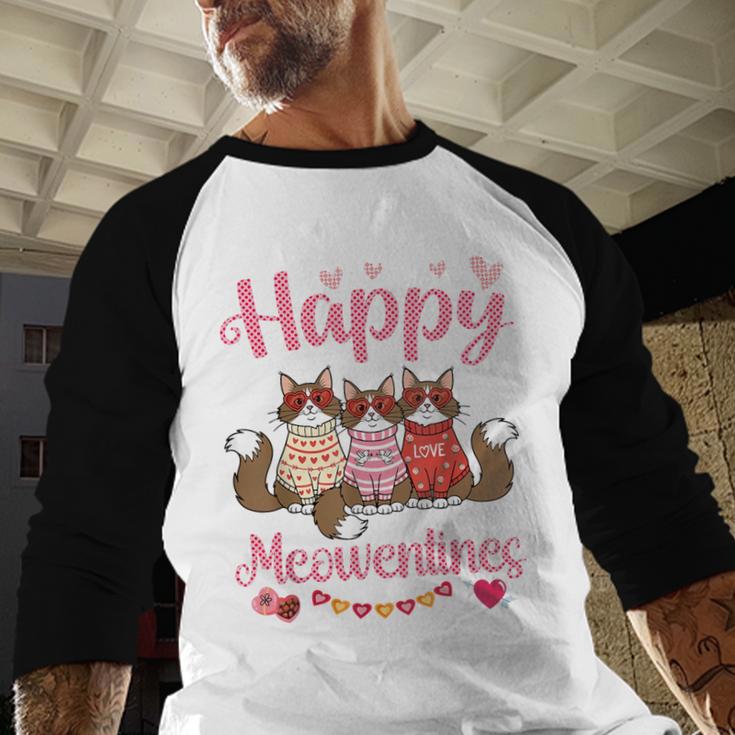 Norwegian Forest Cat Happy Meowentines Valentine Dad Mom Men Baseball Raglan Shirt