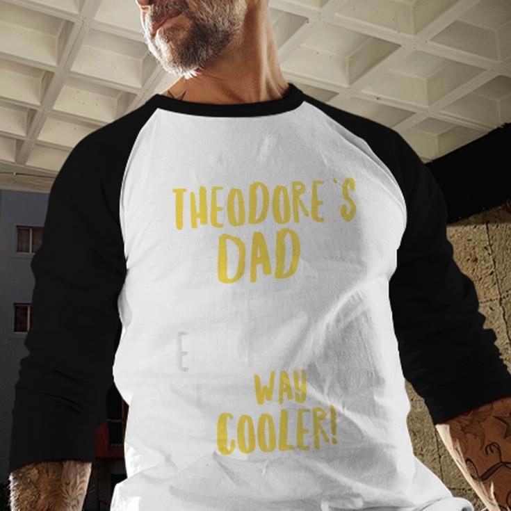 Theodore's Dad Text Men Boys Men Baseball Raglan Shirt