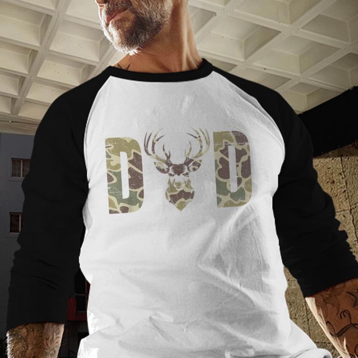 Old School Camo Dad Hunting Camouflage Deer Father's Day Men Baseball Raglan Shirt