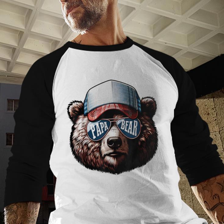 Papa Bear Face Cool Dad Style Retro Fathers Day Daddy Bear Men Baseball Raglan Shirt Papa Bear Face Cool Dad Style Retro Fathers Day Daddy Bear Men Baseball Raglan Shirt
