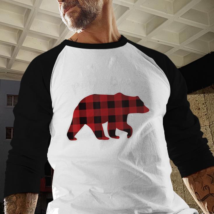 PAPA Bear Men Red Plaid Christmas Pajama Family Dad Small Men Baseball Raglan Shirt