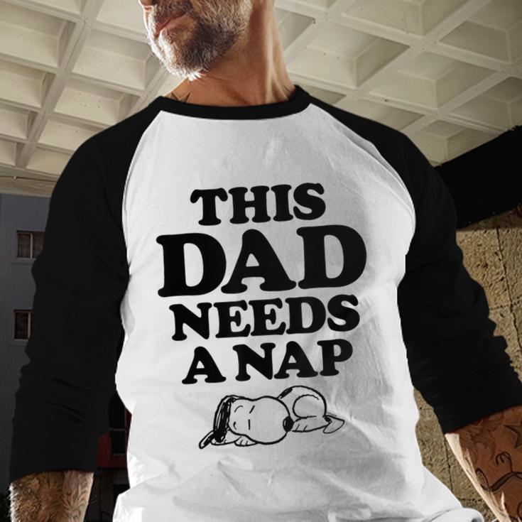 Peanuts This Dad Needs A Nap Men Baseball Raglan Shirt