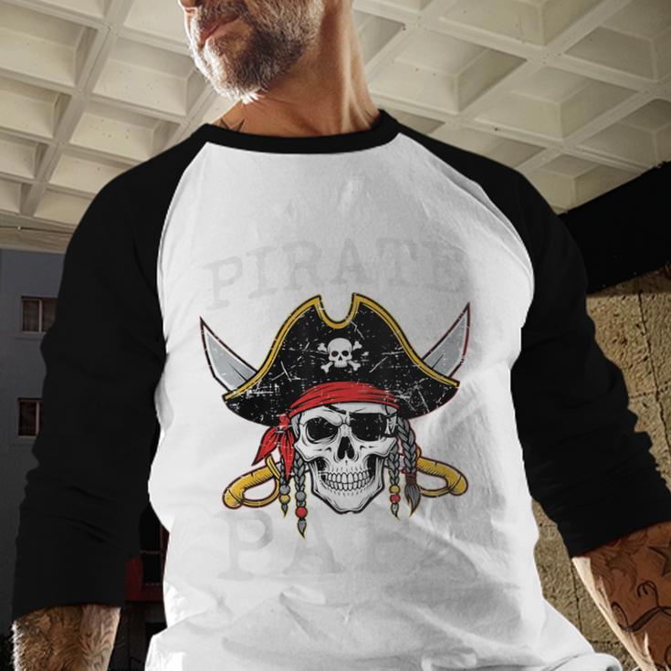 Pirate Papa Skull Family Matching Costume Dad Grandpa Men Men Baseball Raglan Shirt