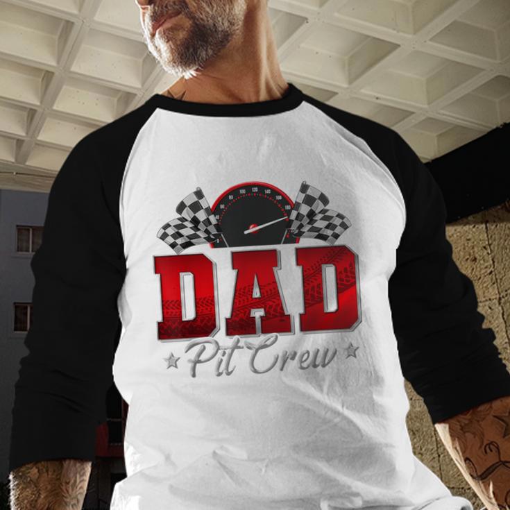 Pit Crew Race Car Racing Dad Family Birthday Party Men Baseball Raglan Shirt