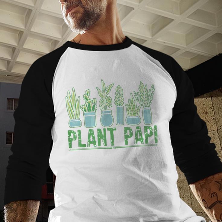 Plant Papi Daddy Father Gardener Gardening Father’s Day Men Baseball Raglan Shirt