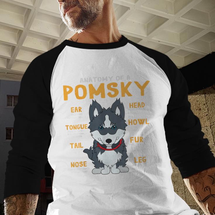 Pomsky Anatomy Dog Mom Dad Men Baseball Raglan Shirt