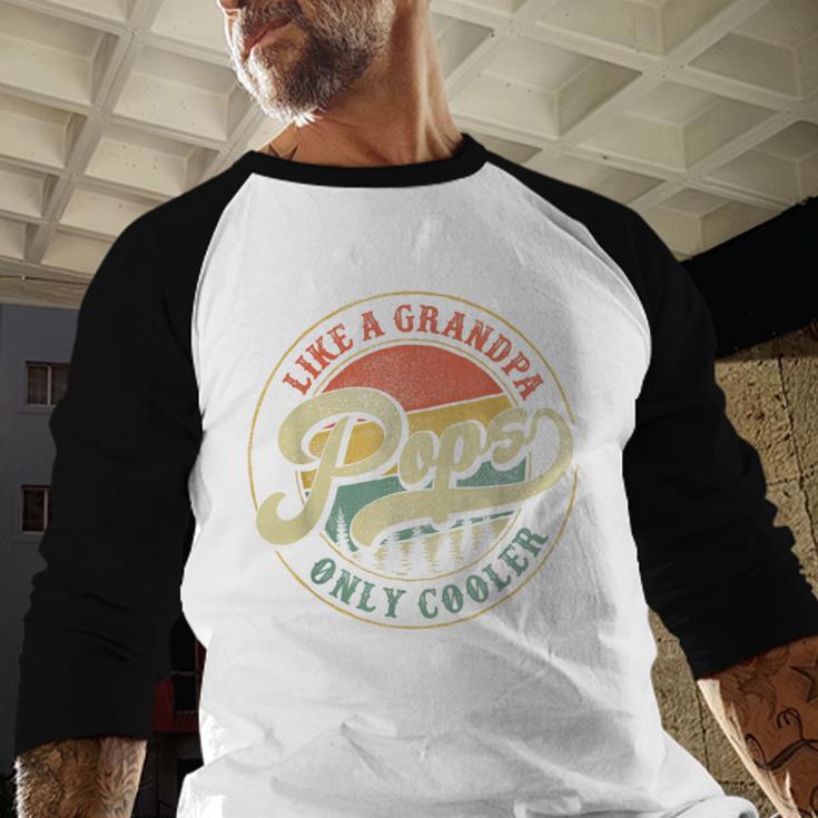 Pops Like a Grandpa Only Cooler Vintage Retro Pops Dad Men Baseball Raglan Shirt