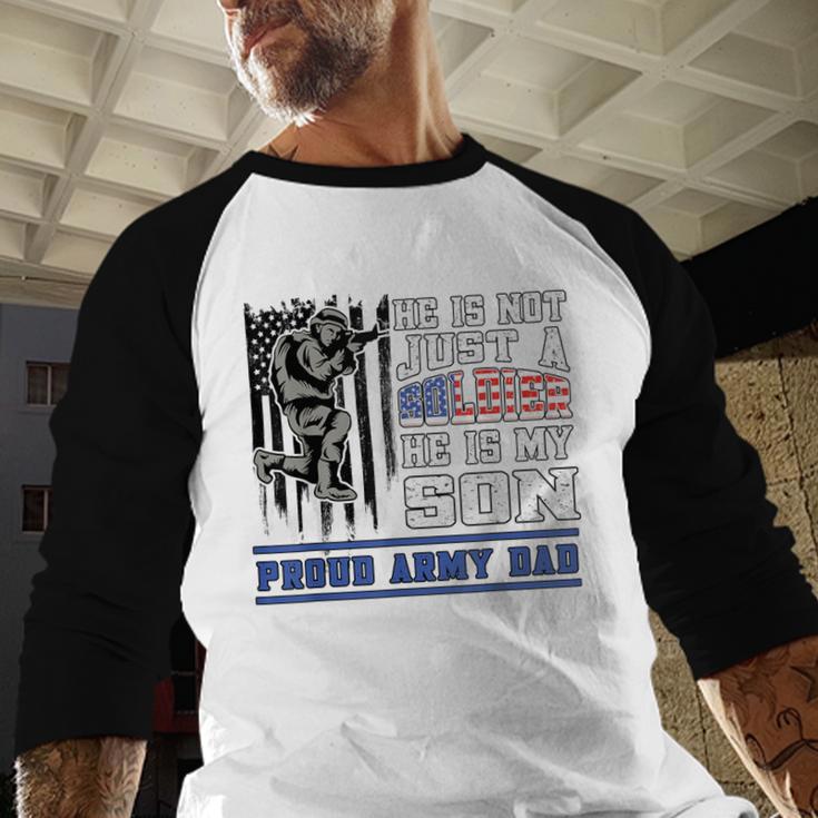 Proud Army Dad Soldier Son Patriotic Veterens Men Baseball Raglan Shirt