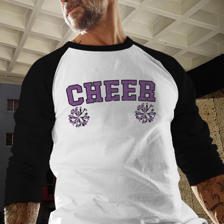 Proud Cheer Dad My Favorite Cheerleader Calls Me Dad Purple Men Baseball Raglan Shirt