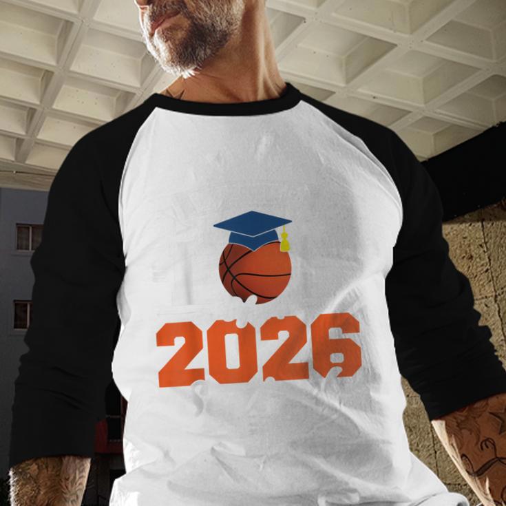 Proud Dad Of A 2026 Senior Basketball Graduation Men Baseball Raglan Shirt